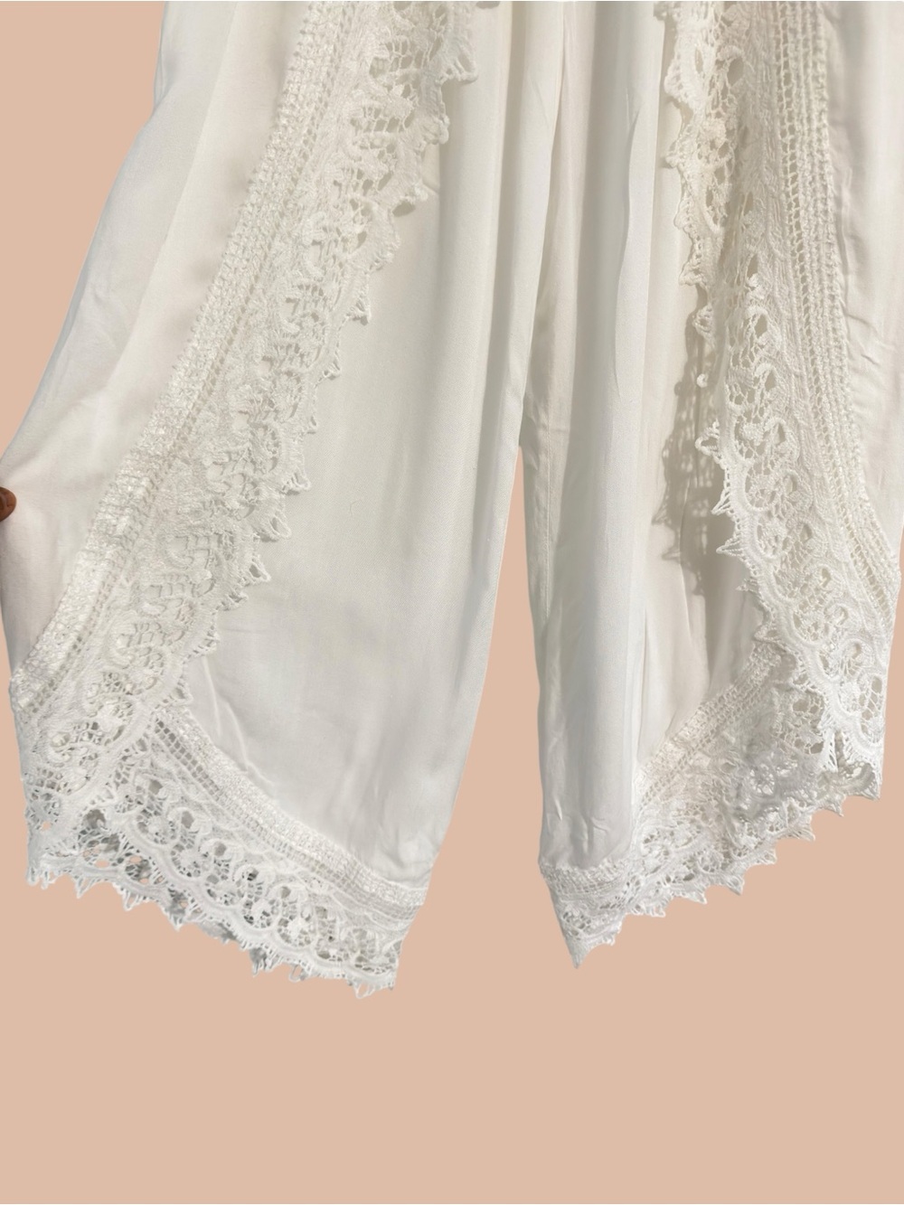 Goa Beachwear by Japana with Lace Open Side Harem Beach Pants White S - Picture 3 of 10